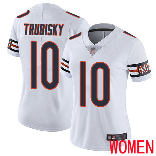 Chicago Bears Limited White Women Mitchell Trubisky Road Jersey NFL Football #10 Vapor Untouchable